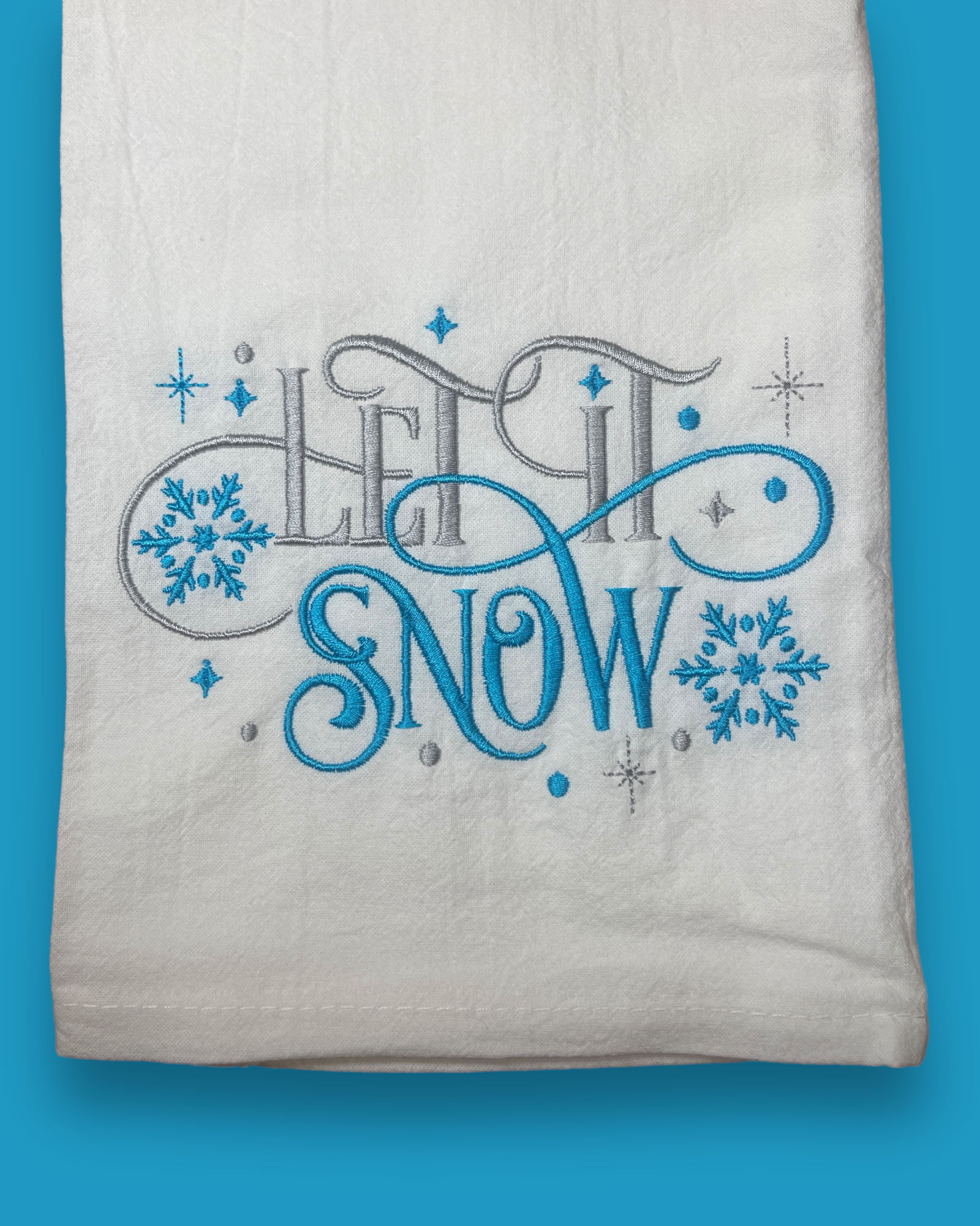 Embroidered Tea Towel - Let It Snow