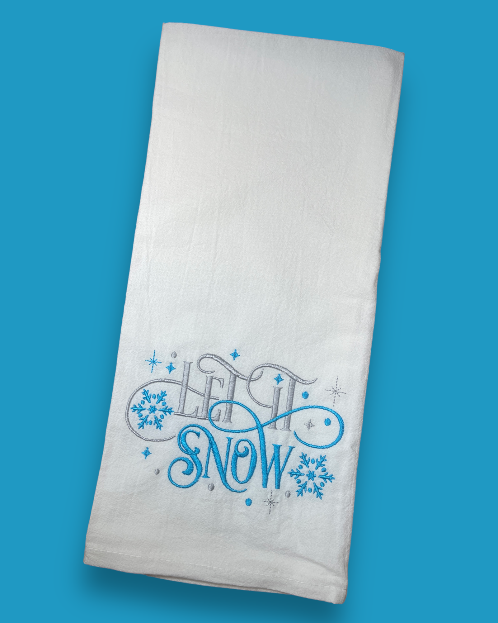 Embroidered Tea Towel - Let It Snow