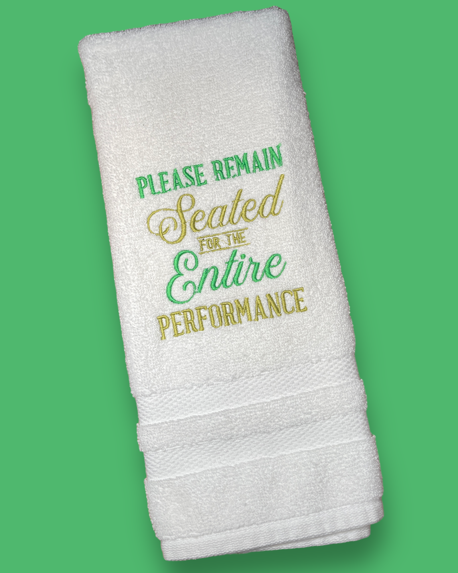 Embroidered Hand Towel - Please Remain Seated