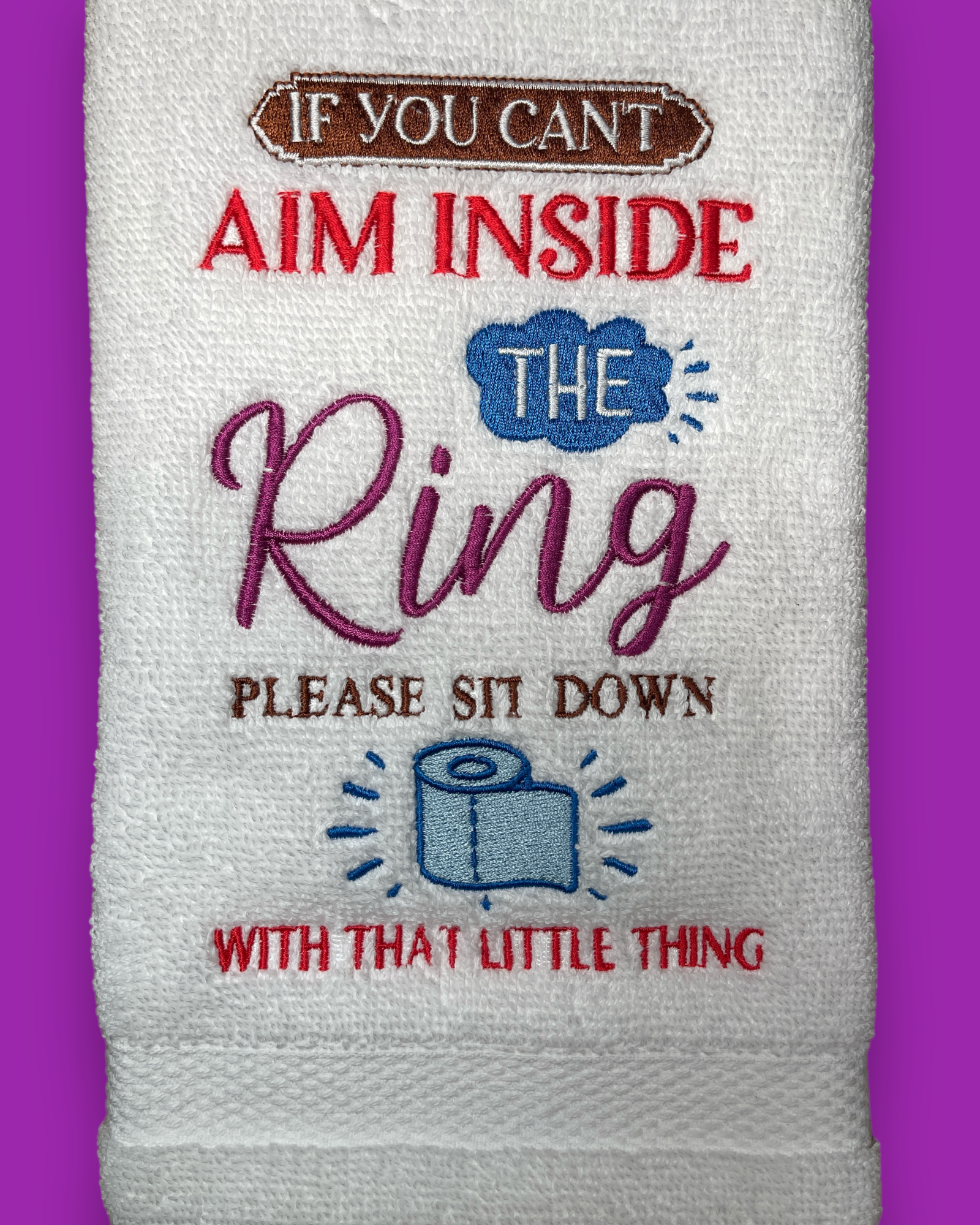 Embroidered Hand Towel - Aim Inside The Ring