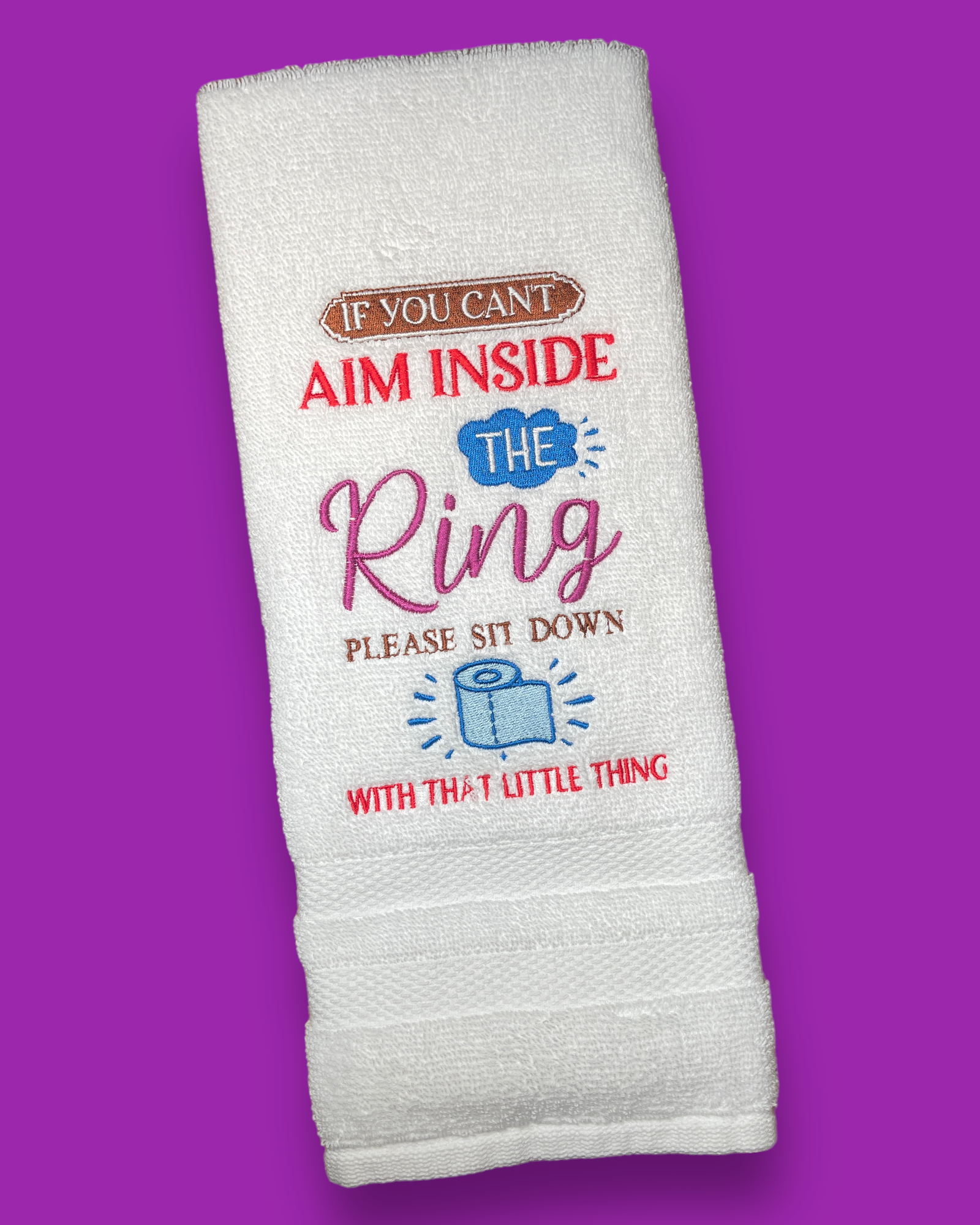 Embroidered Hand Towel - Aim Inside The Ring