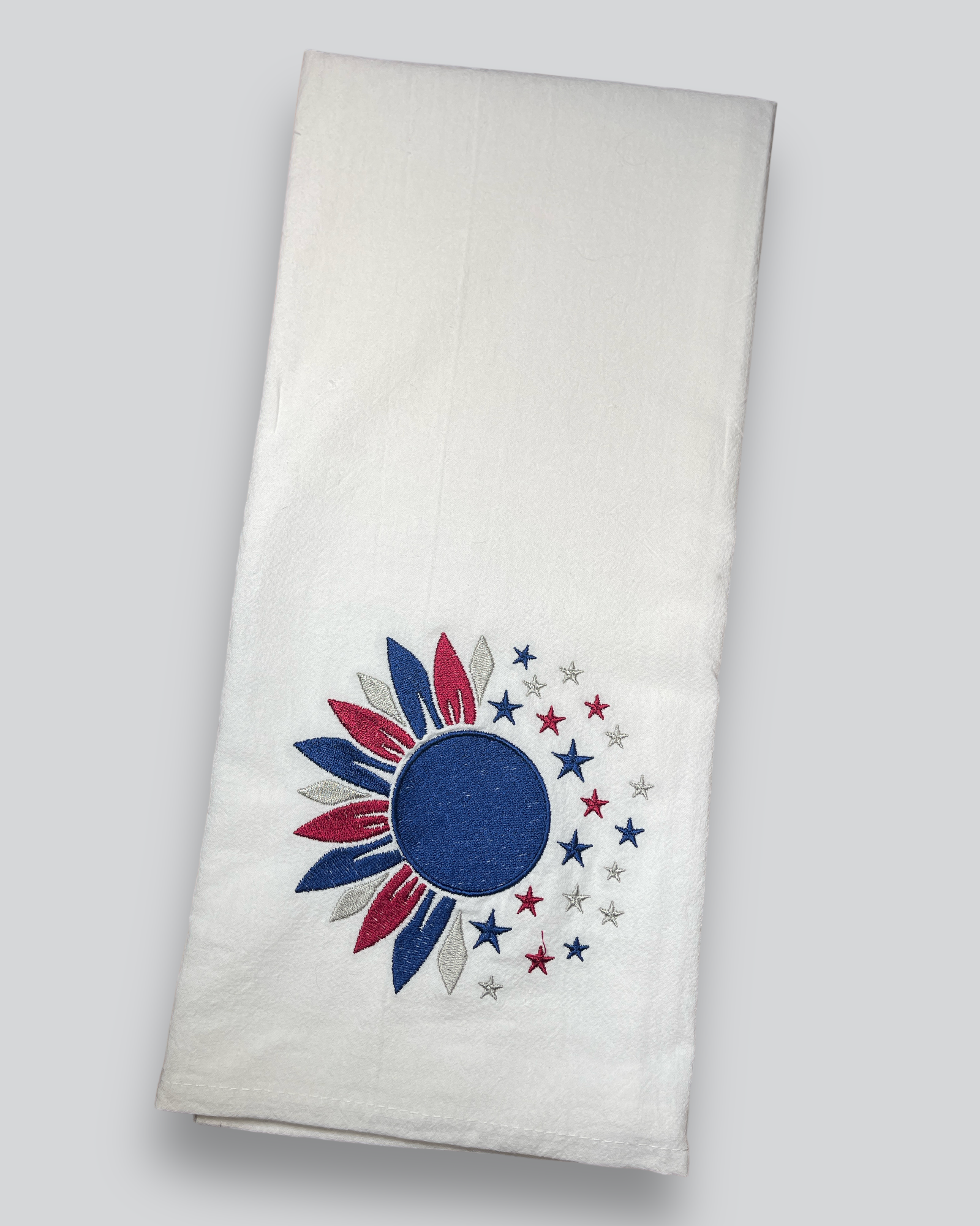 Embroidered Tea Towel - Patriotic Sunflower