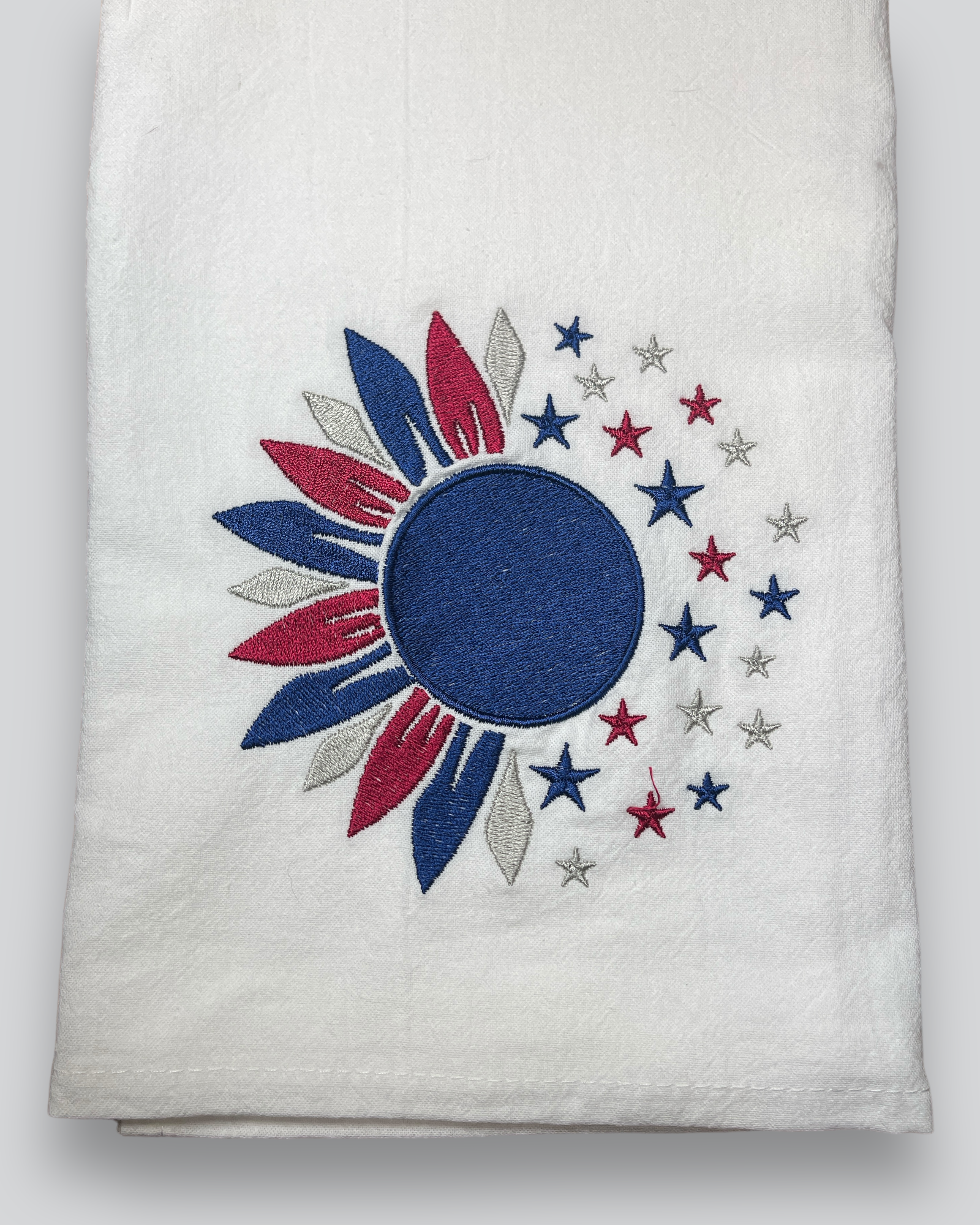 Embroidered Tea Towel - Patriotic Sunflower