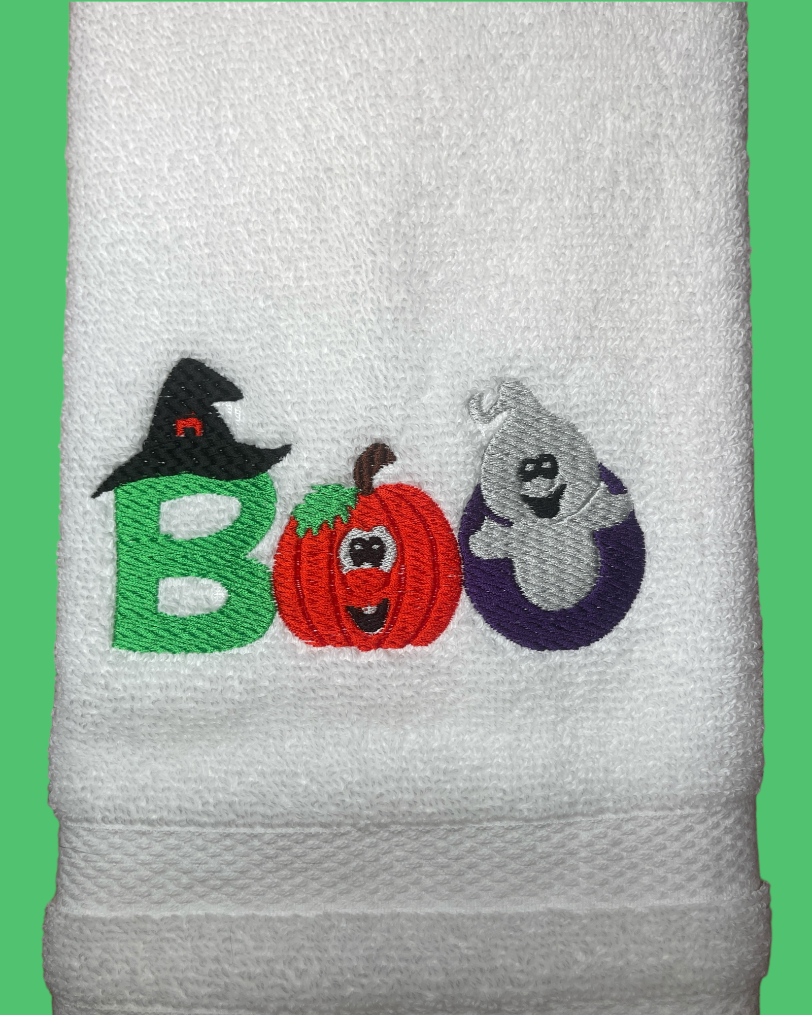 Embroidered Hand Towel - Halloween - "BOO"