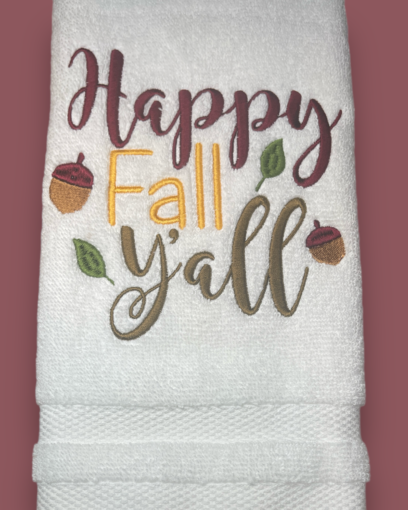 Embroidered Hand Towel - Happy Fall Y'all