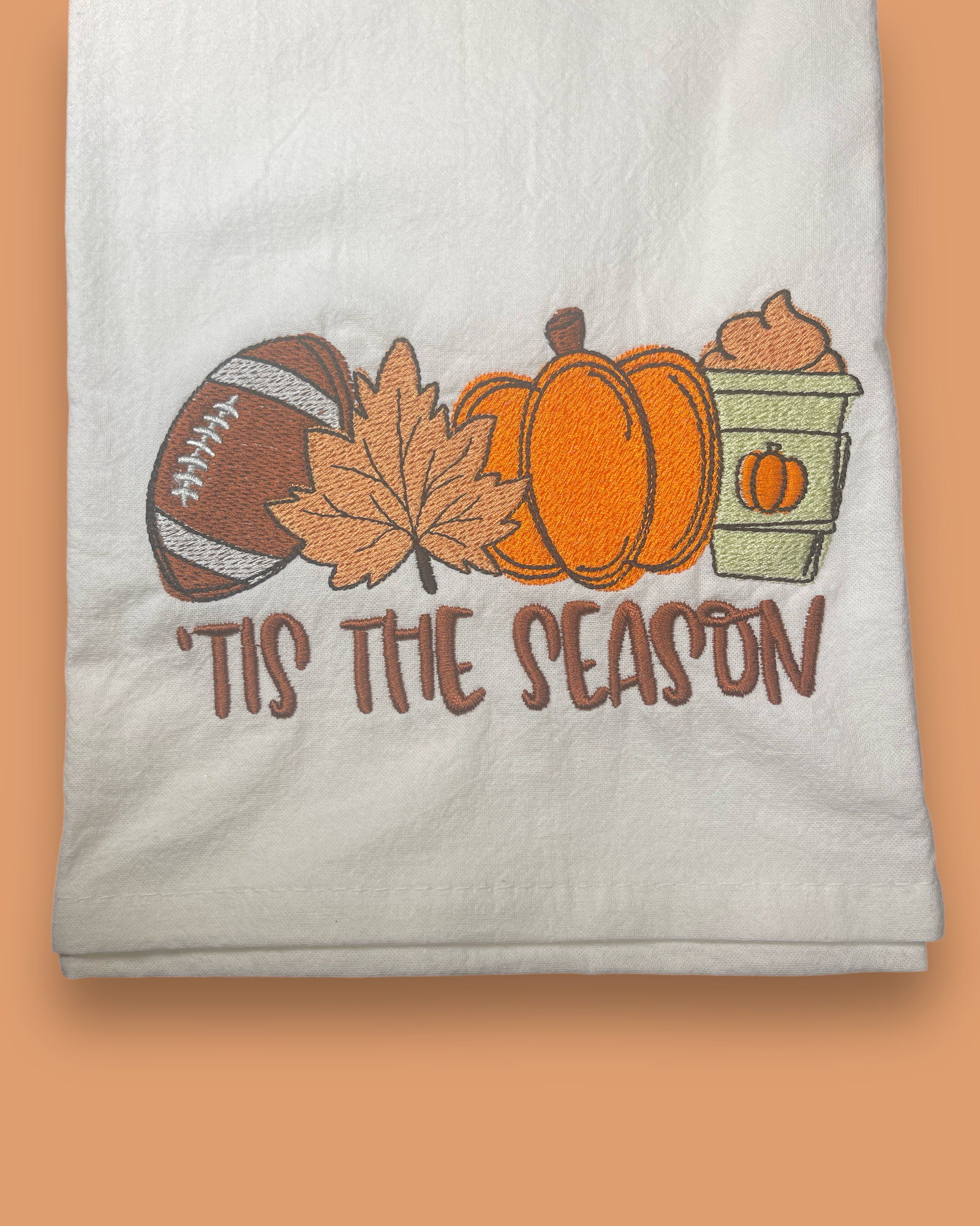 Embroidered Tea Towel - Tis The Season - Fall