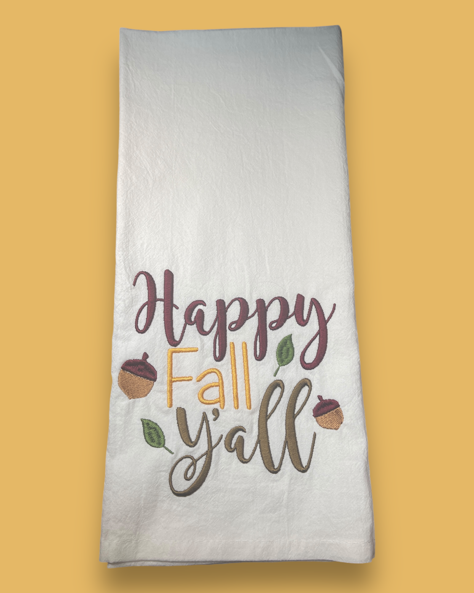 Embroidered Tea Towel - Happy Fall Y'all