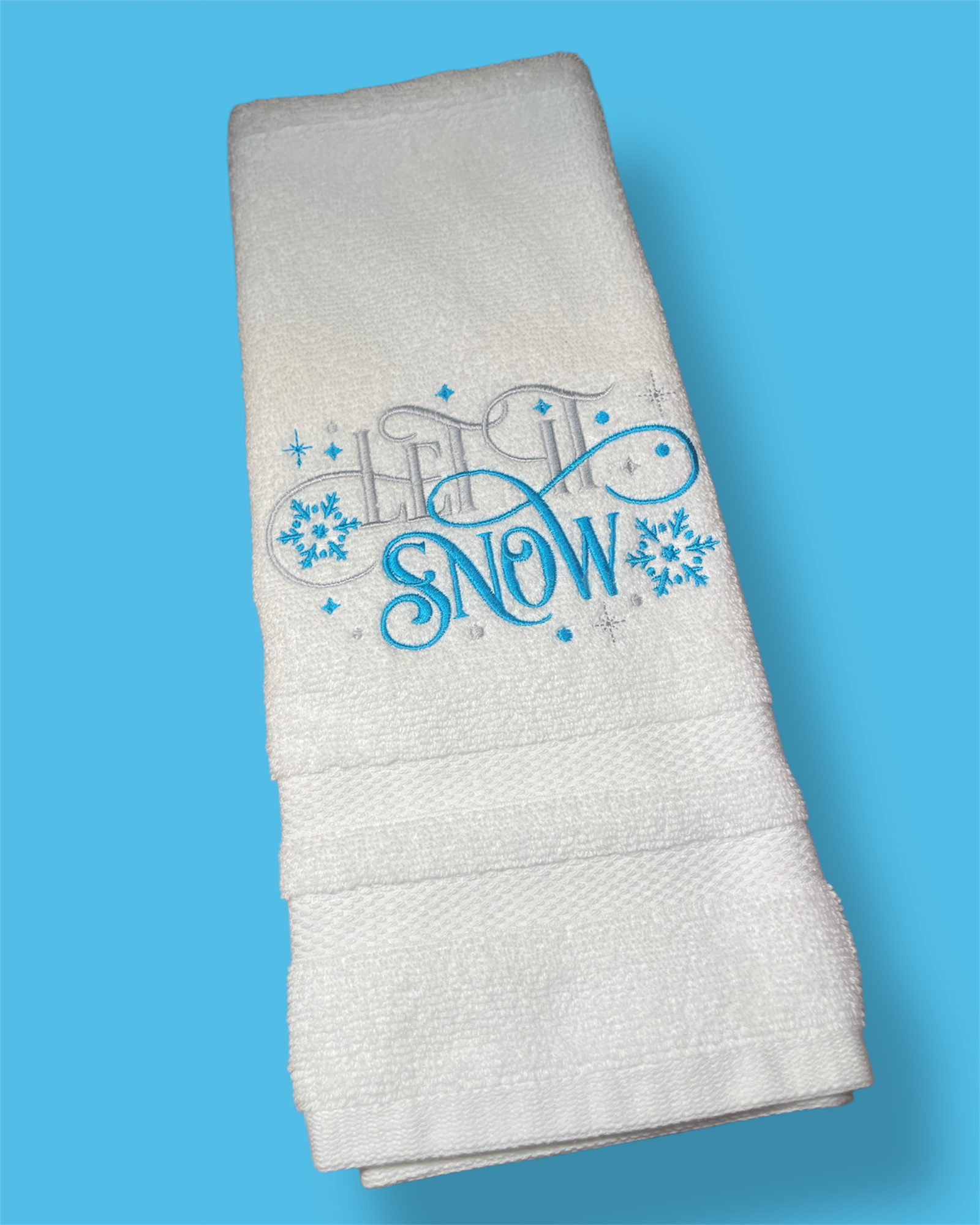 Embroidered Hand Towel - Let It Snow