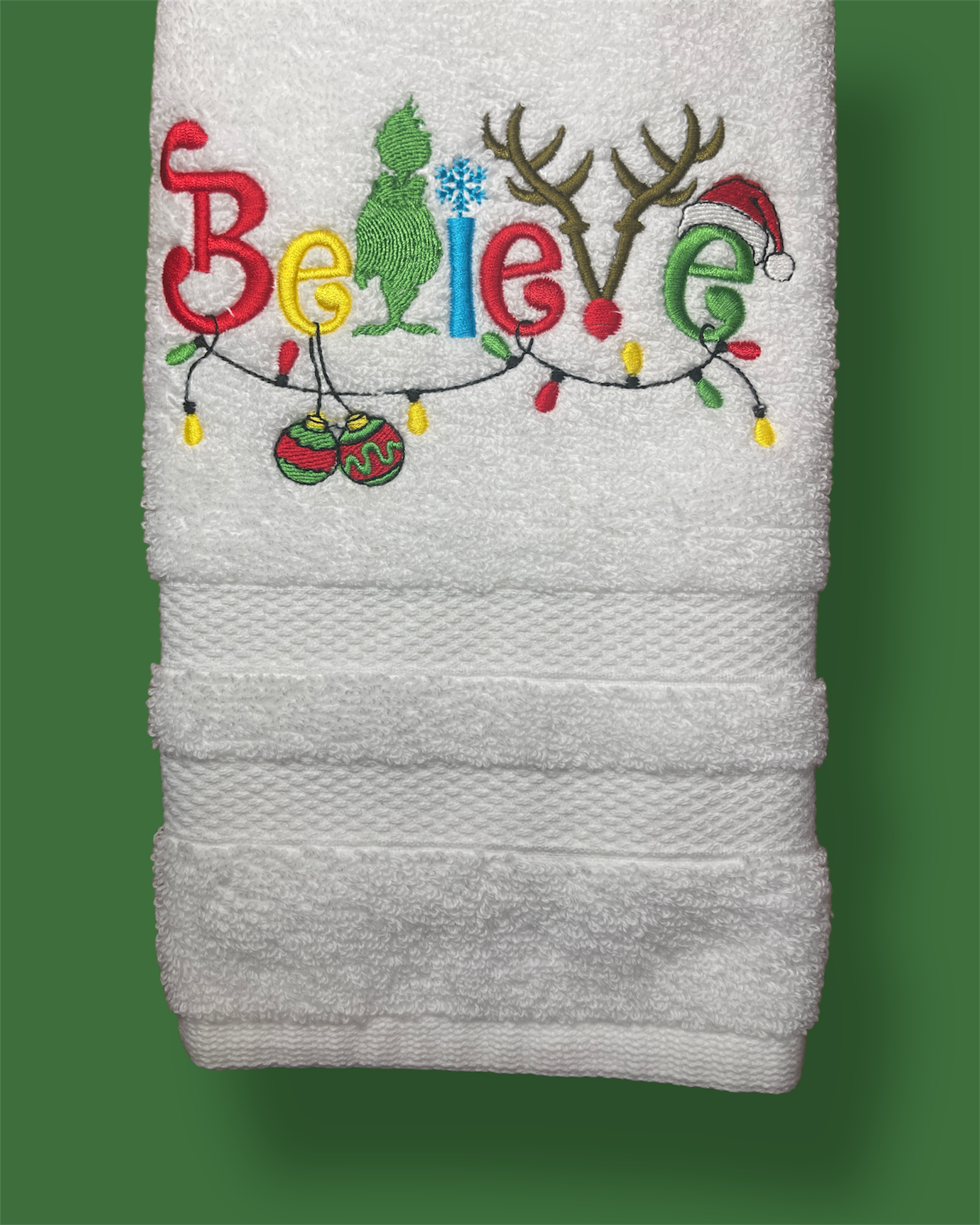 Embroidered Hand Towel - Believe