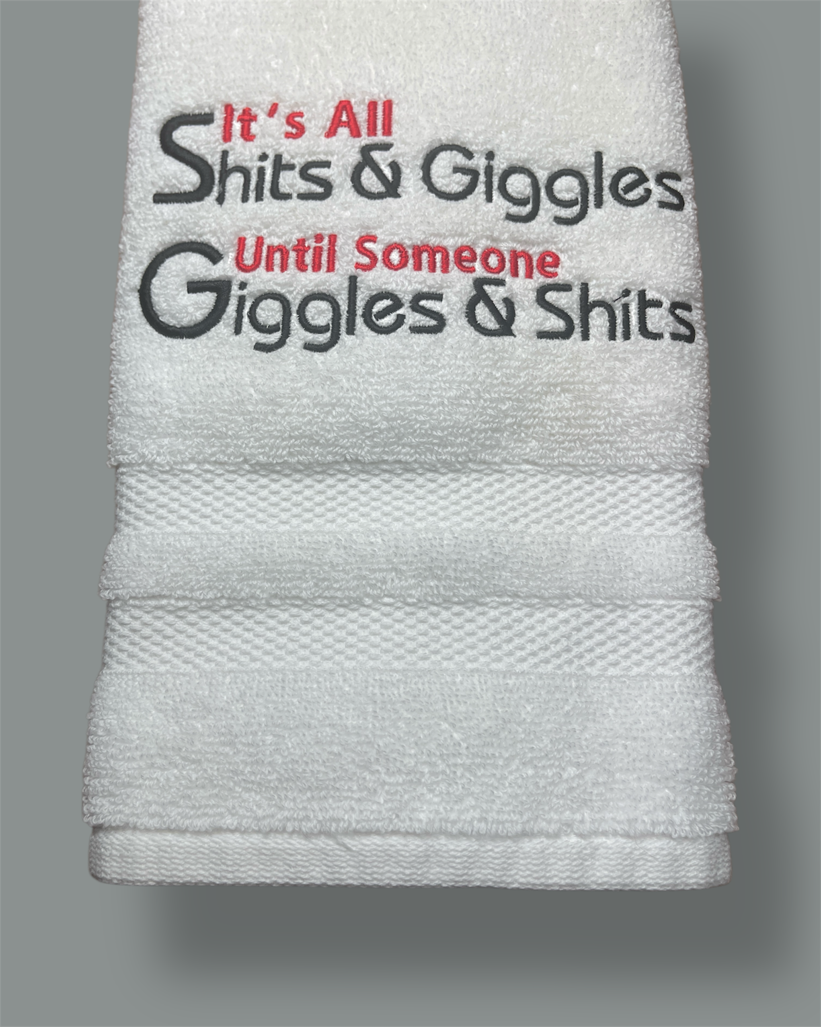 Embroidered Hand Towel - Shits & Giggles