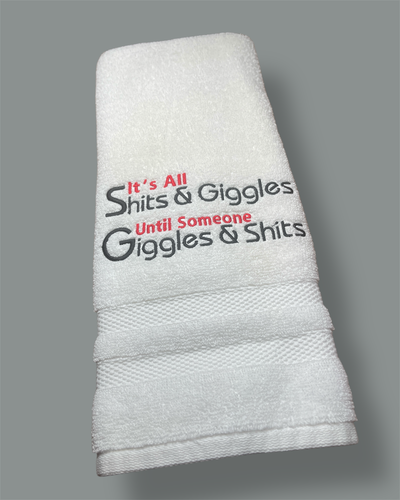 Embroidered Hand Towel - Shits & Giggles