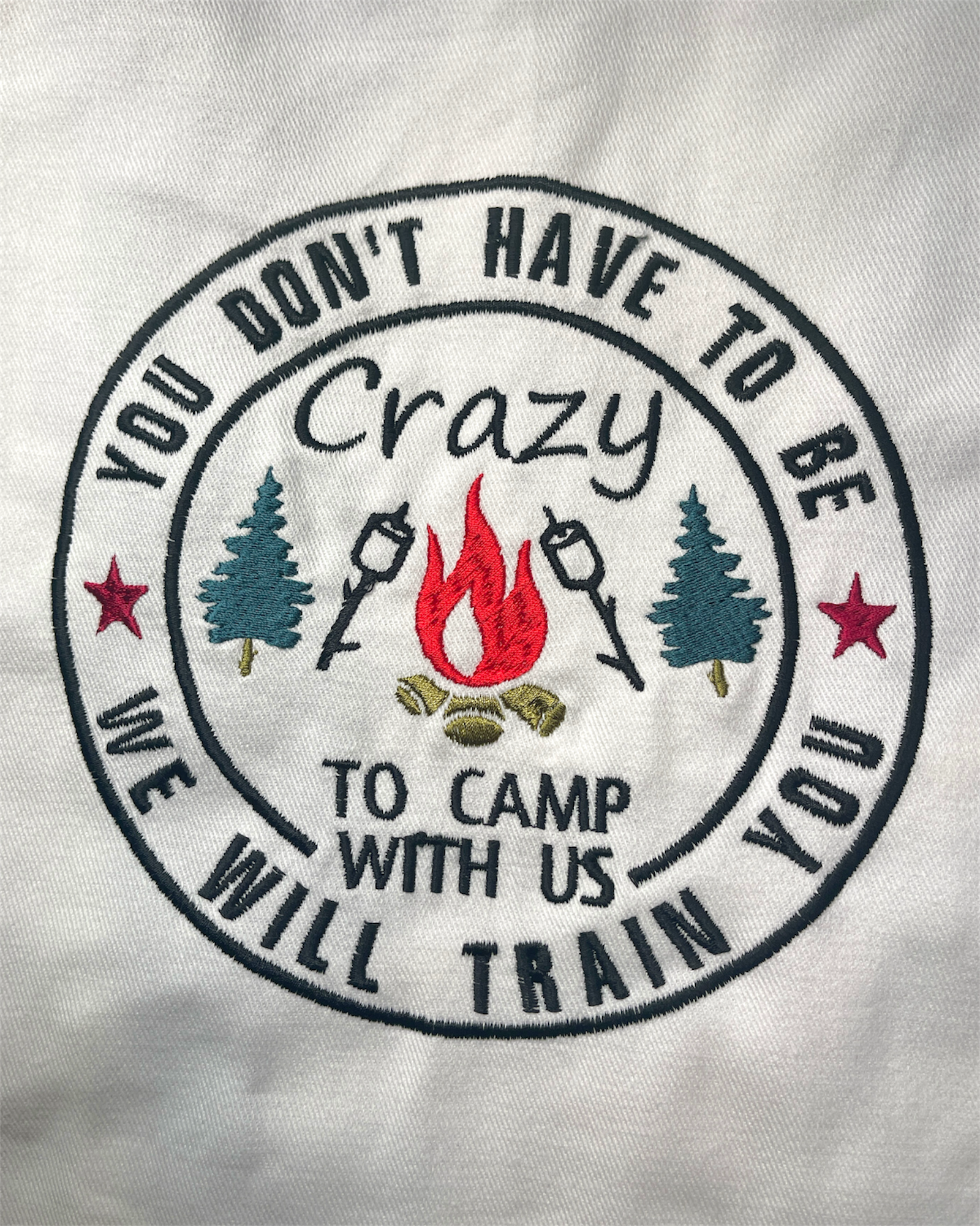 Embroidered Apron - Crazy To Camp With Us