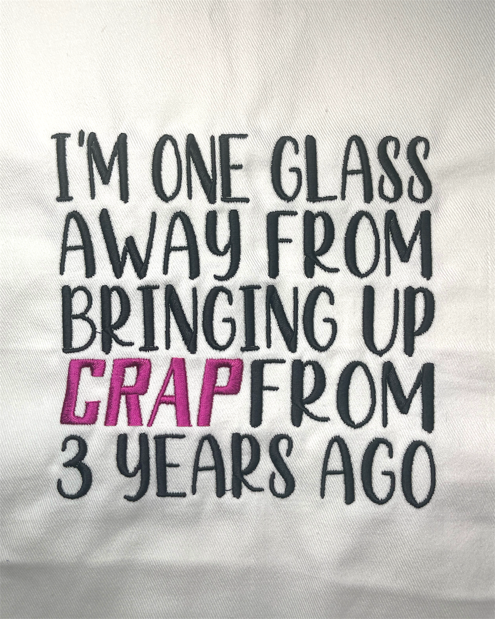 Embroidered Apron - One Glass Away