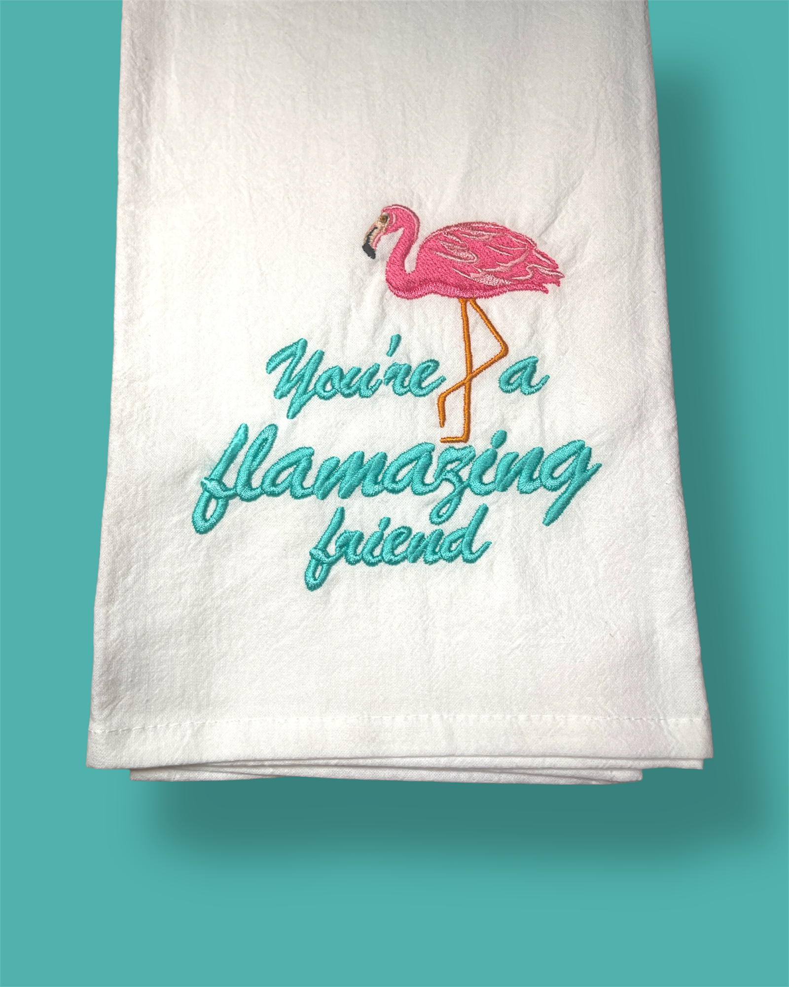 Embroidered Tea Towel - Flamazing Friend
