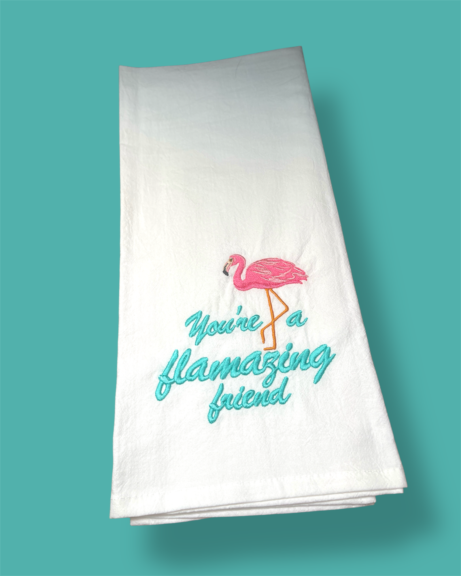 Embroidered Tea Towel - Flamazing Friend