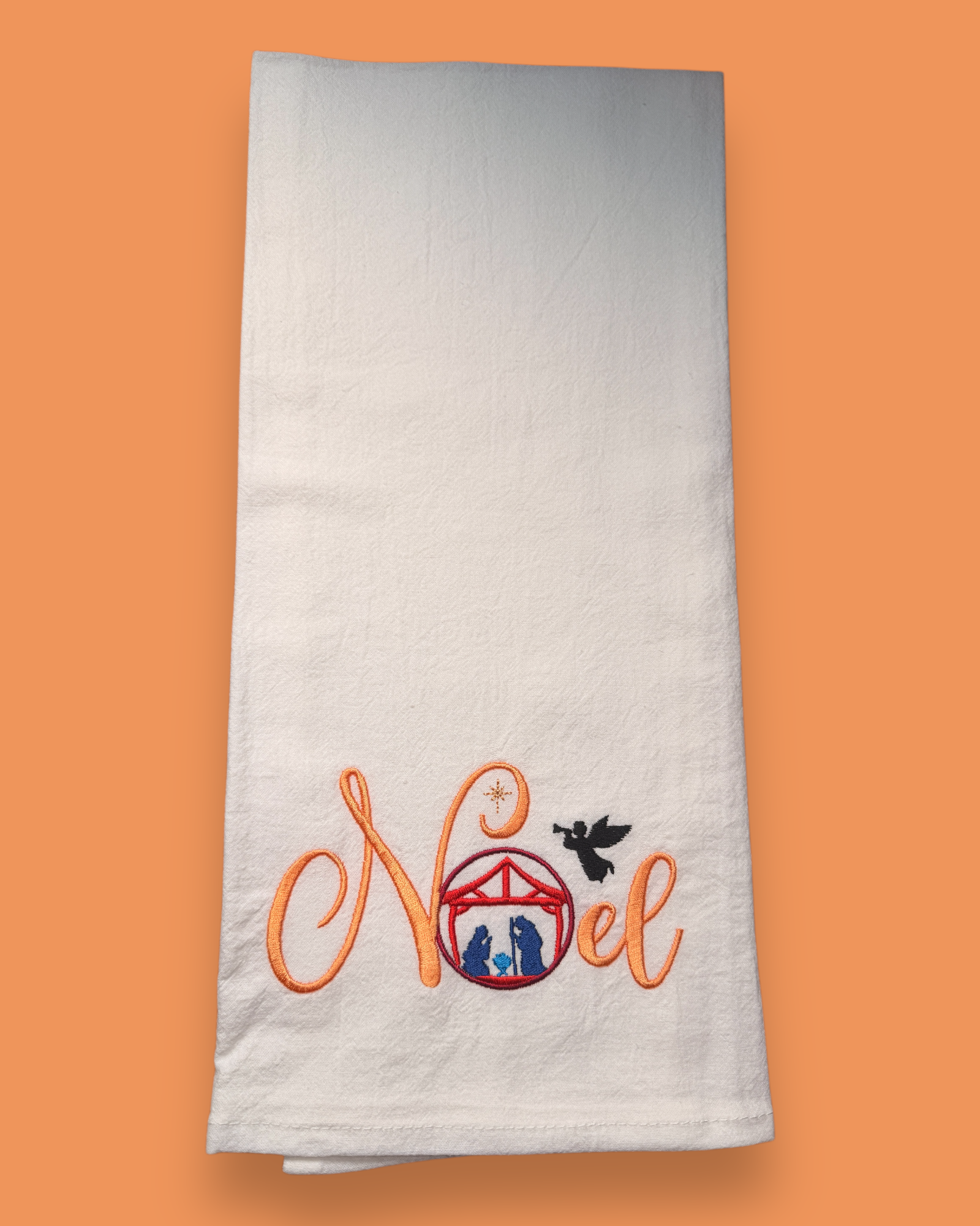 Embroidered Tea Towel - Noel Nativity