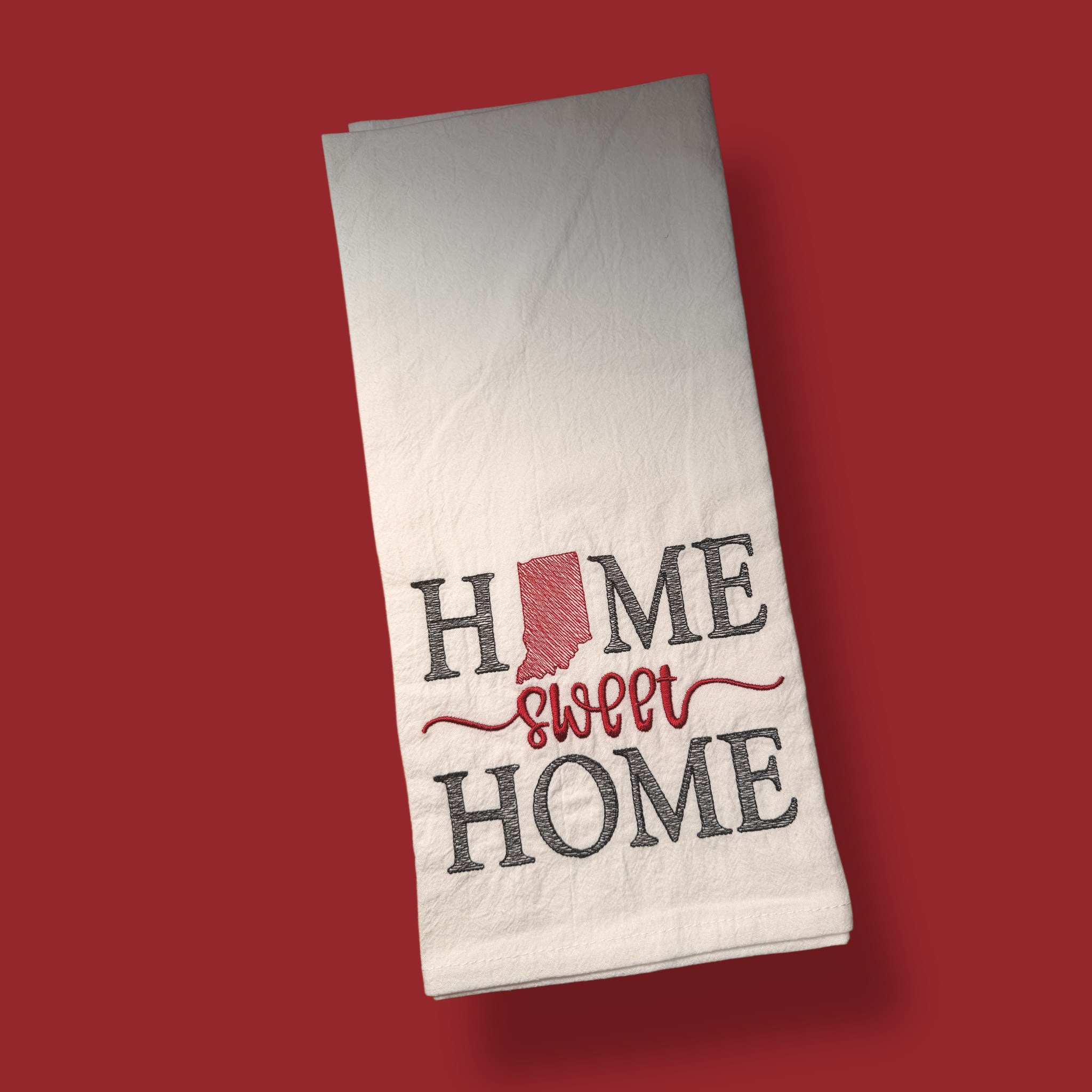 Embroidered Tea Towel - Indiana Home Sweet Home