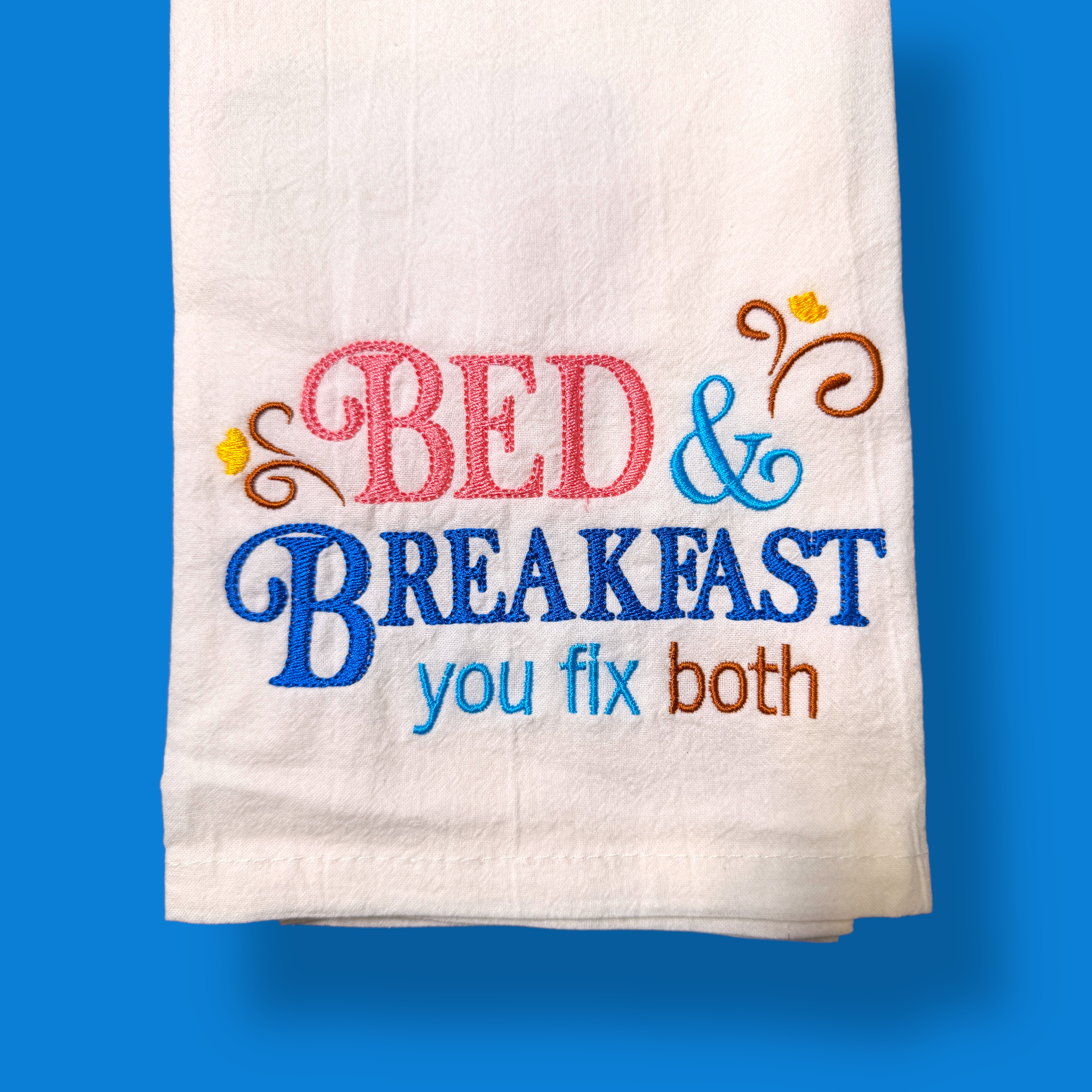 Embroidered Tea Towel - Bed And Breakfast
